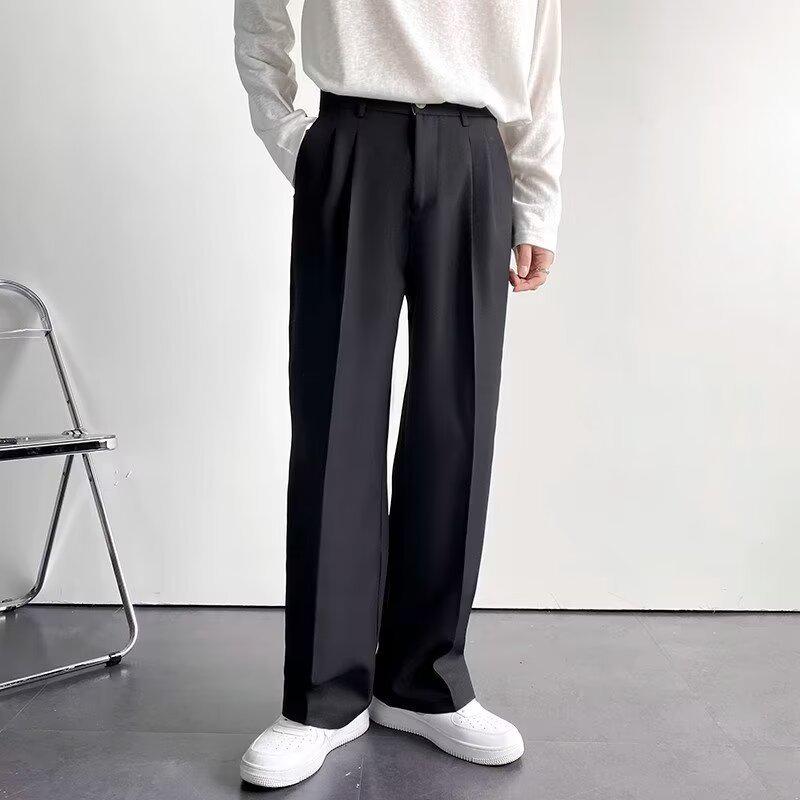 Men's Spring Light Luxury Black Wide-Leg Casual Trousers