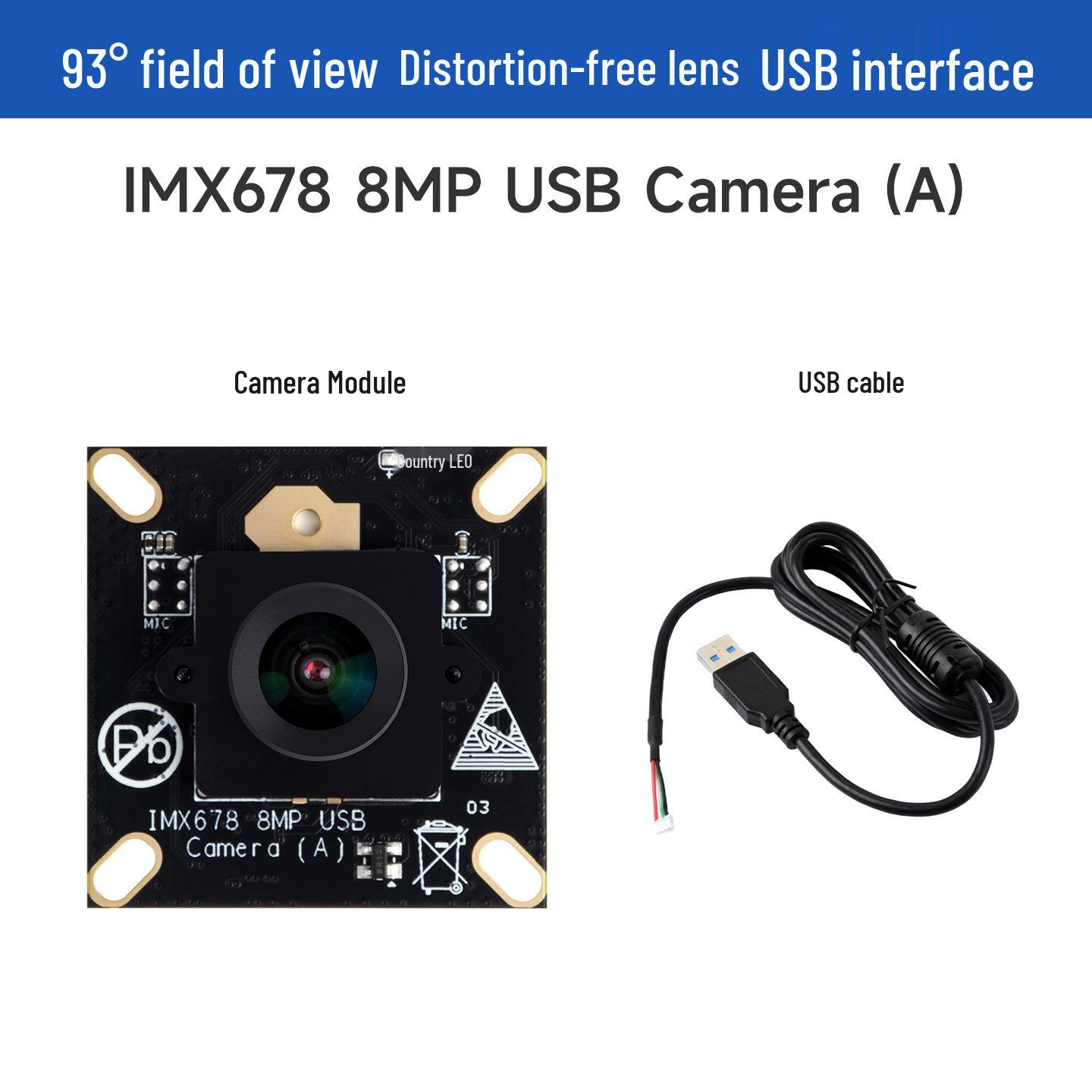8-мегапиксельный USB-модуль камеры с сенсором IMX678, Plug & Play 8MP USB Camera (A)