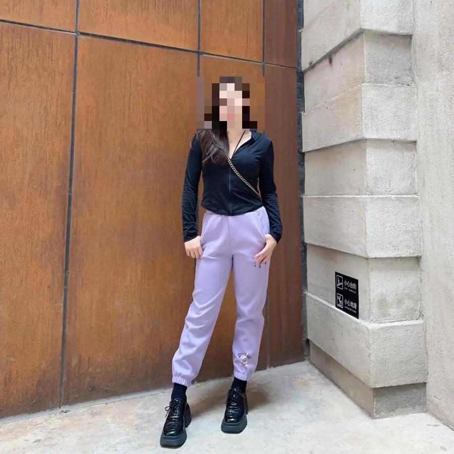 

Осенне-зимние модные свободные утолщенные брюки с высокой талией и флисом для женщин XXL светло-фиолетовый