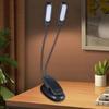 Two Arm USB Clip Light LED Desk Lamp Flexible 1000mAh Rechargeable Battery for Night Reading