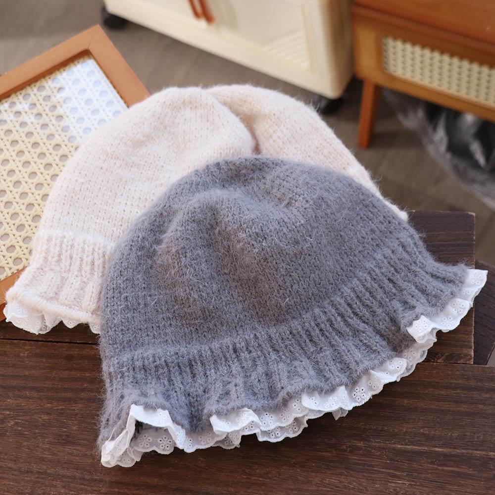 Yarn Women Bucket Hat Solid Color Beanie Hat Fashion Knitted Fisherman Hat Girl