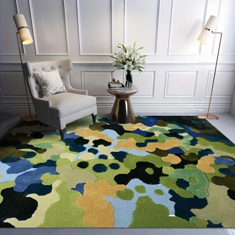 

Anti Slip Short Plush Area Mat Green Forest Color Block Abstract Design Polyester Polypropylene Backing Living Room Bedroom 50x80cm20x31in
