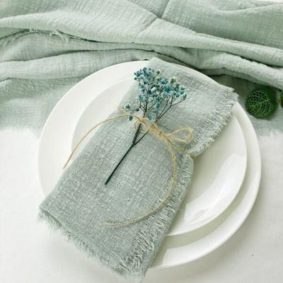 1-24PCS Nordic Tassel Cotton Napkins Fringe Edged Solid Color 30x30cm Western Style Tablecloth Christmas Dining Table Decor