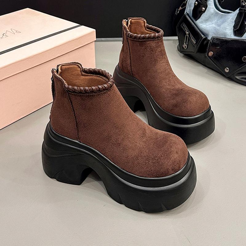 

Высокие каблуки Ботильоны Женские Платформа Замша Модная обувь Спорт Зимние ботинки Новые Повседневные Для ходьбы Уютные Платье Mujer Botas 39