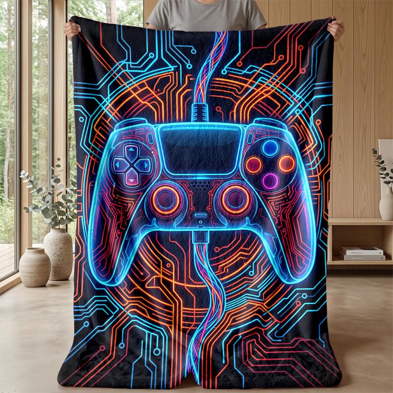 Neon Game Controller Art Theme blanket Lightweight Warm Flannel Blanket Decorative Throw Blanket for Home Decoration