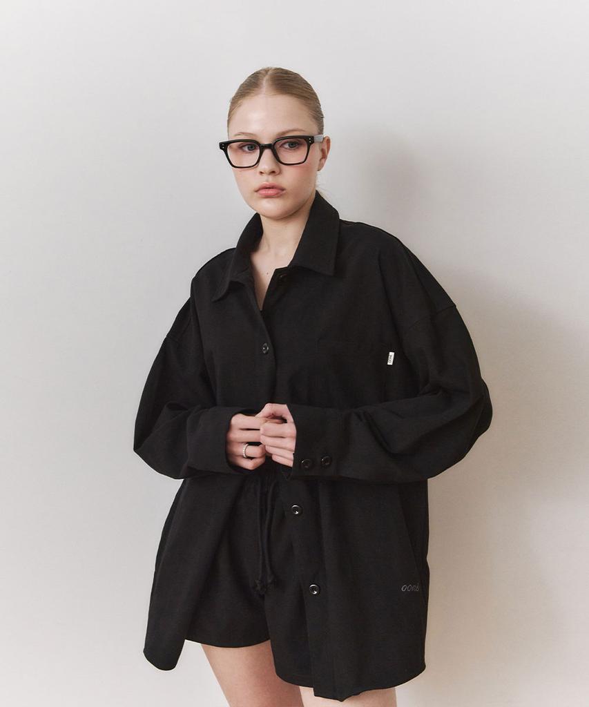 Une Everyday Cotton Pocket Shirt_Black