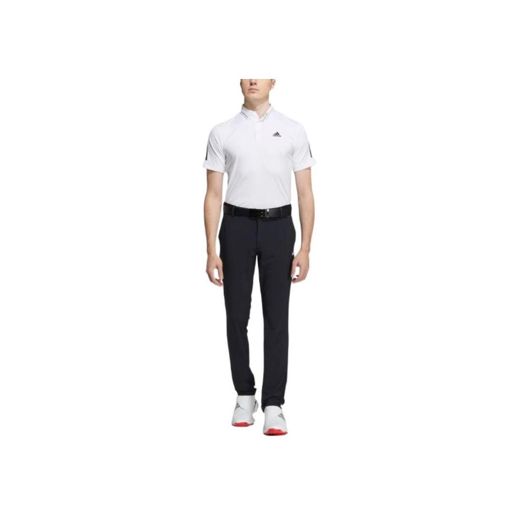 Adidas Solid Color Logo Stripe Short Sleeve Polo Shirt Men Tops White HA3129