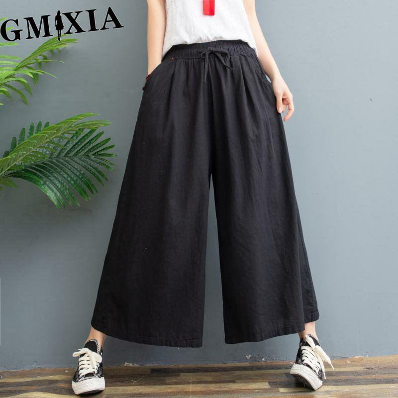 

GMXIA Женские модные повседневные брюки с однотонным принтом и капри XXL белый