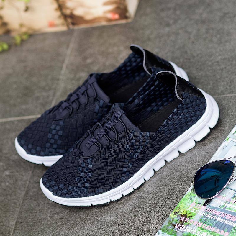 Women Shoes Summer Flats Female Loafers Woman Casual Flat Woven Shoe Breathable Sneakers Slip on Couple Light Sports