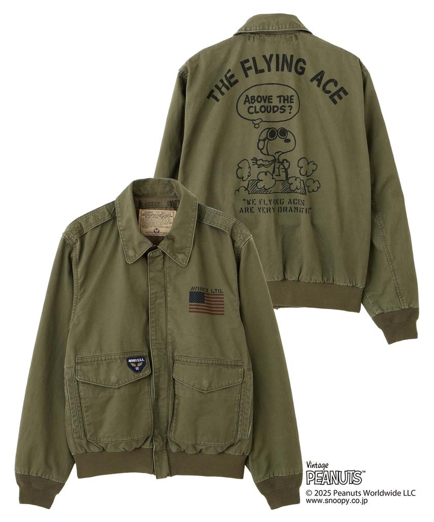 AVIREX Jacket COTTON A-2 FLYING ACE A-2 Flying Ace Peanuts Men's XL 310 Olive 783-5252043
