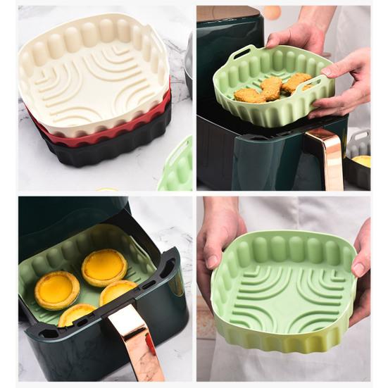 Square Silicone Air Fryer Liner with Handles Non-Stick Reusable Baking Mat for Oven & Microwave Dishwasher Safe Heat-Resistant Air Fryer