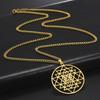 Titanium Steel Hollow Cut Ring Overlapping Triangle Pendant Necklace