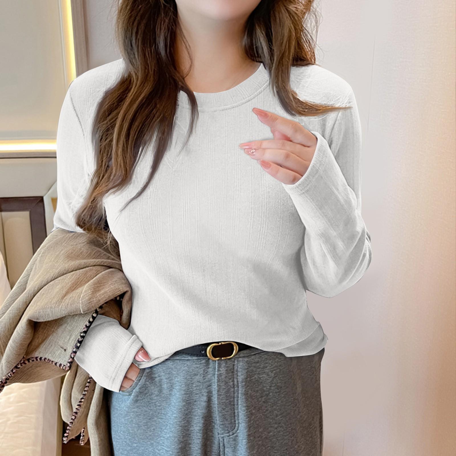 

Женская однотонная многослойная футболка с высоким воротником и длинным рукавом S белый