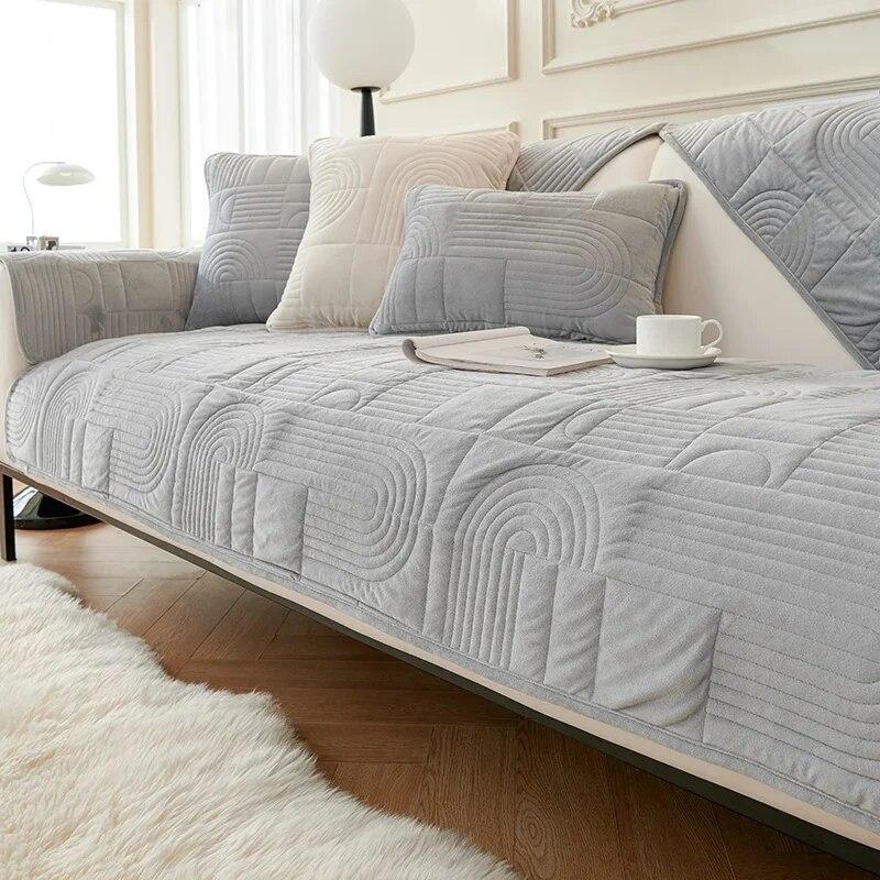 Tykke plysj sofatrekk til stuen Sklisikker vinter varm sofa Pute Lounge Universal seksjonssofa Håndkle hjemmeinnredning