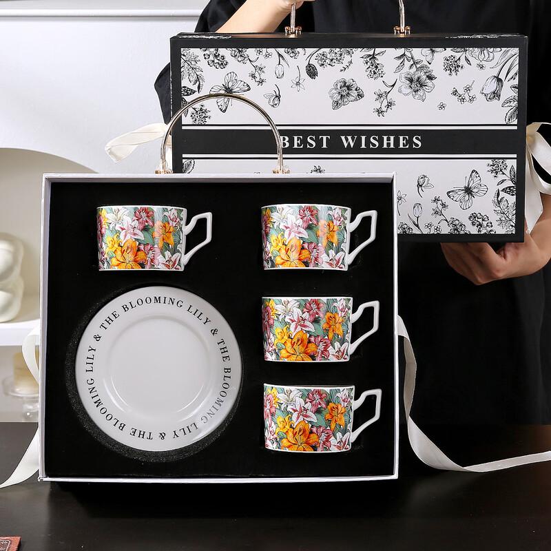 Elegant Ceramic Cup and Saucer Gift Set (2 Cups, 2 Saucers)