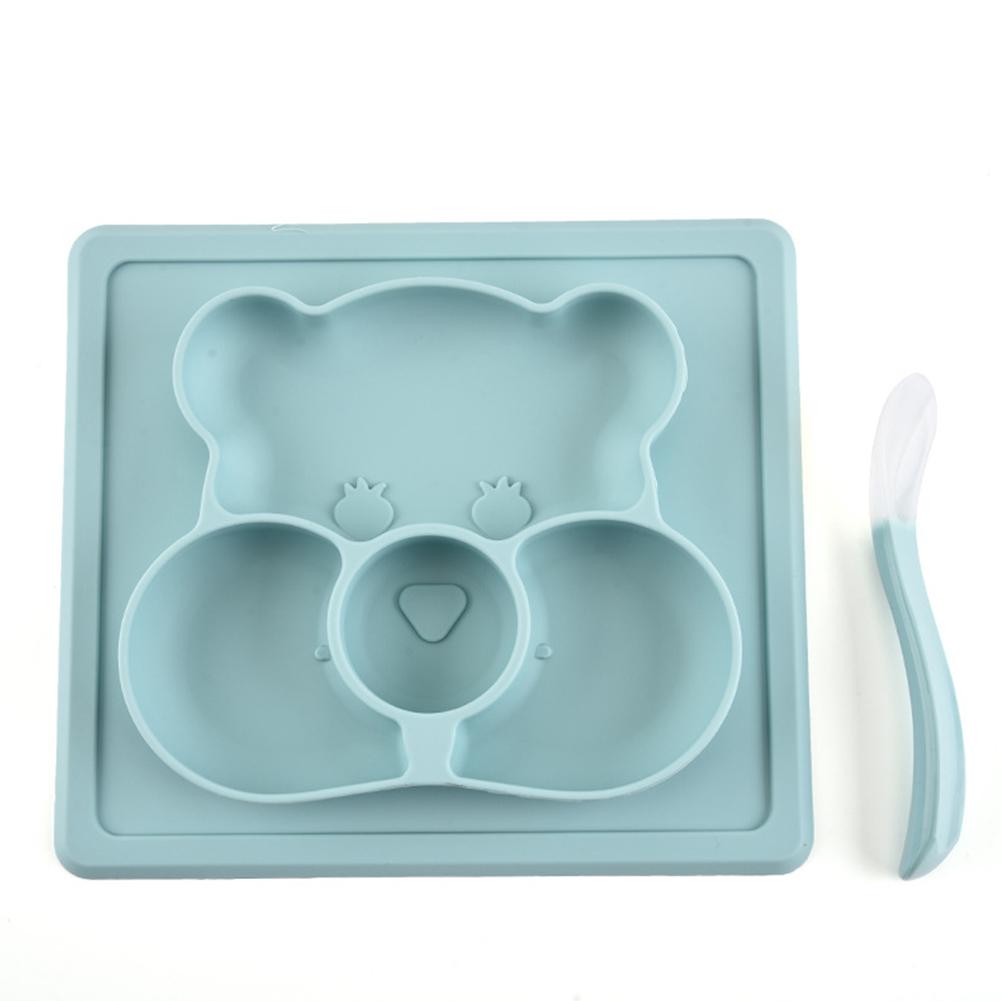 Cute Cartoon Bear Shape Silicone Nonslip Dinner Plate for Kids  Dietary Supplement