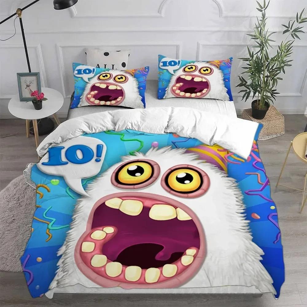 Anime My Singing Monsters Video Game Cartoon Printed Bed Set Duvet Cover Pillowcase Bedding Set Bed Linen Sheet Quilt Full Size