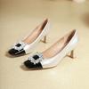 Square Head Color Matching High Heels Women's Thin Heels 2025 New Huizhou Women's Shoes Rhinestone Metal Buckle Small High Heel Light Mouth Single Sh