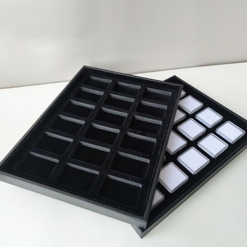 Tall Rectangular Organizers Box For Loose Stone Samples Waterproof PU Material Jewelry Showcase