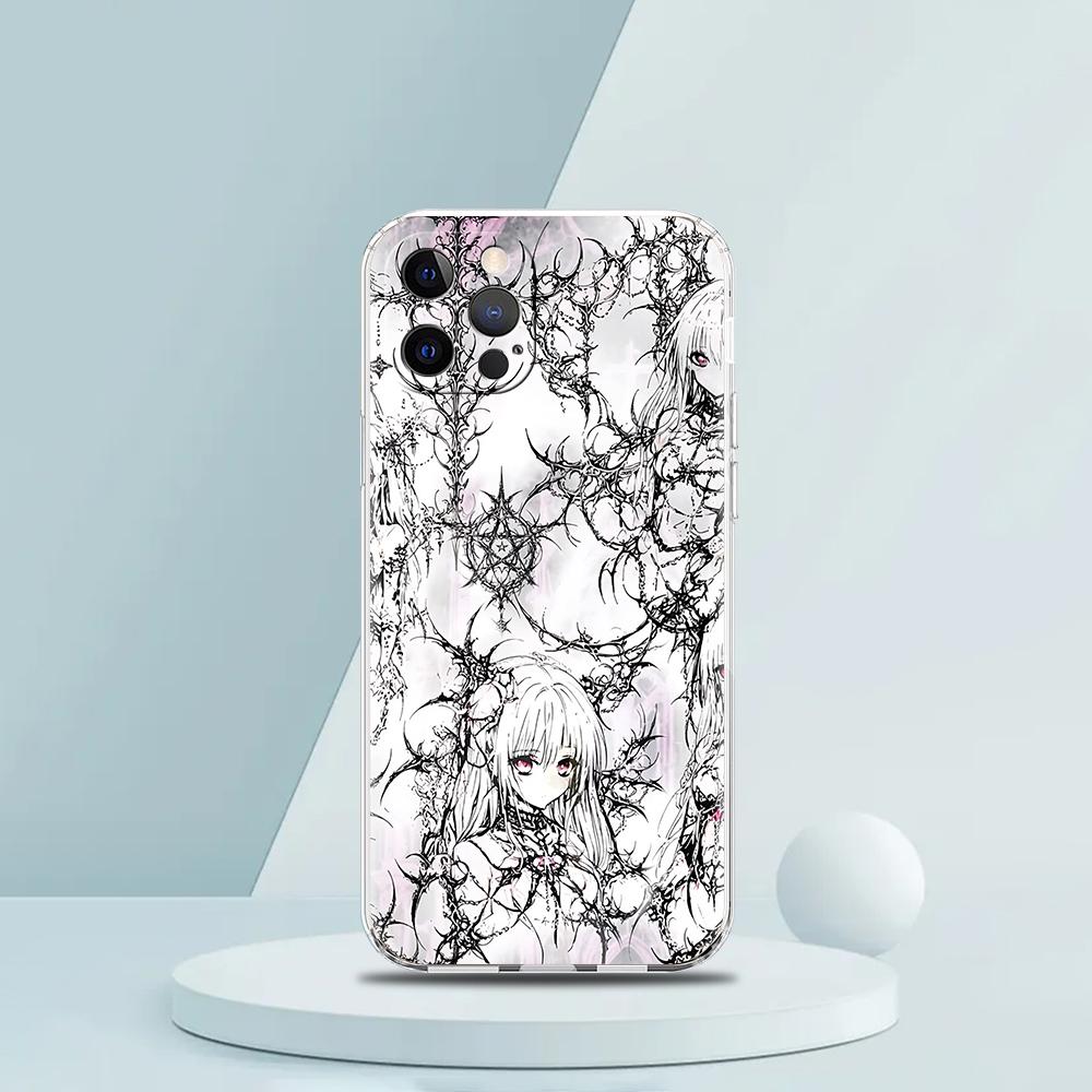 Soft TPU Transparent Phone Case Cover for iPhone 16 15 14 13 12 11 Pro Max XR 8 7 Plus XR Shell Cyber Sigil Cross Line Pattern