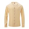 Camicie da Uomo Collo Alto 7 Bottoni Camicia Manica Lunga Tinta Unita Cotone Vintage Taglie Forti Top