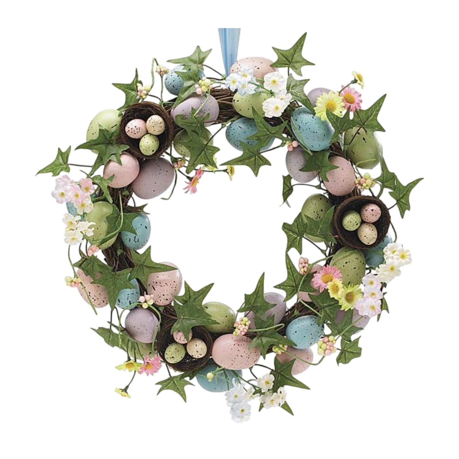 

Artificial Easter Eggs Wreath Spring Flower Wreath Favors Modern Front Door Garland for Farmhouse Wedding Shelf