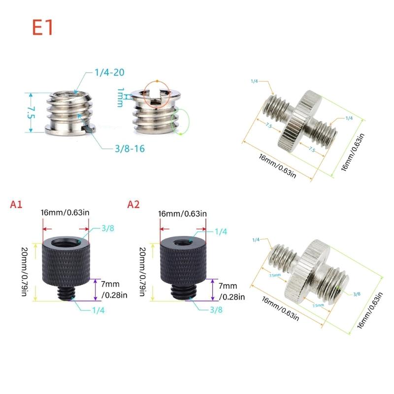 6Piece Precisions Thread Converters Kit For DSLR Action Cameras and Live Streaming Gear Aluminum Alloy Design