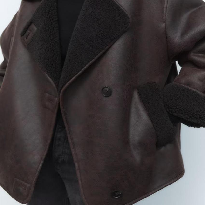 2026 Women's Shearling Suede Winter Coat - Thick, Warm, European & American Style, Loose & Short.