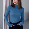 Women's Fashion Casual Half High Neck Underlay Solid Color Versatile Knitted Round Neck Pullover Sweater