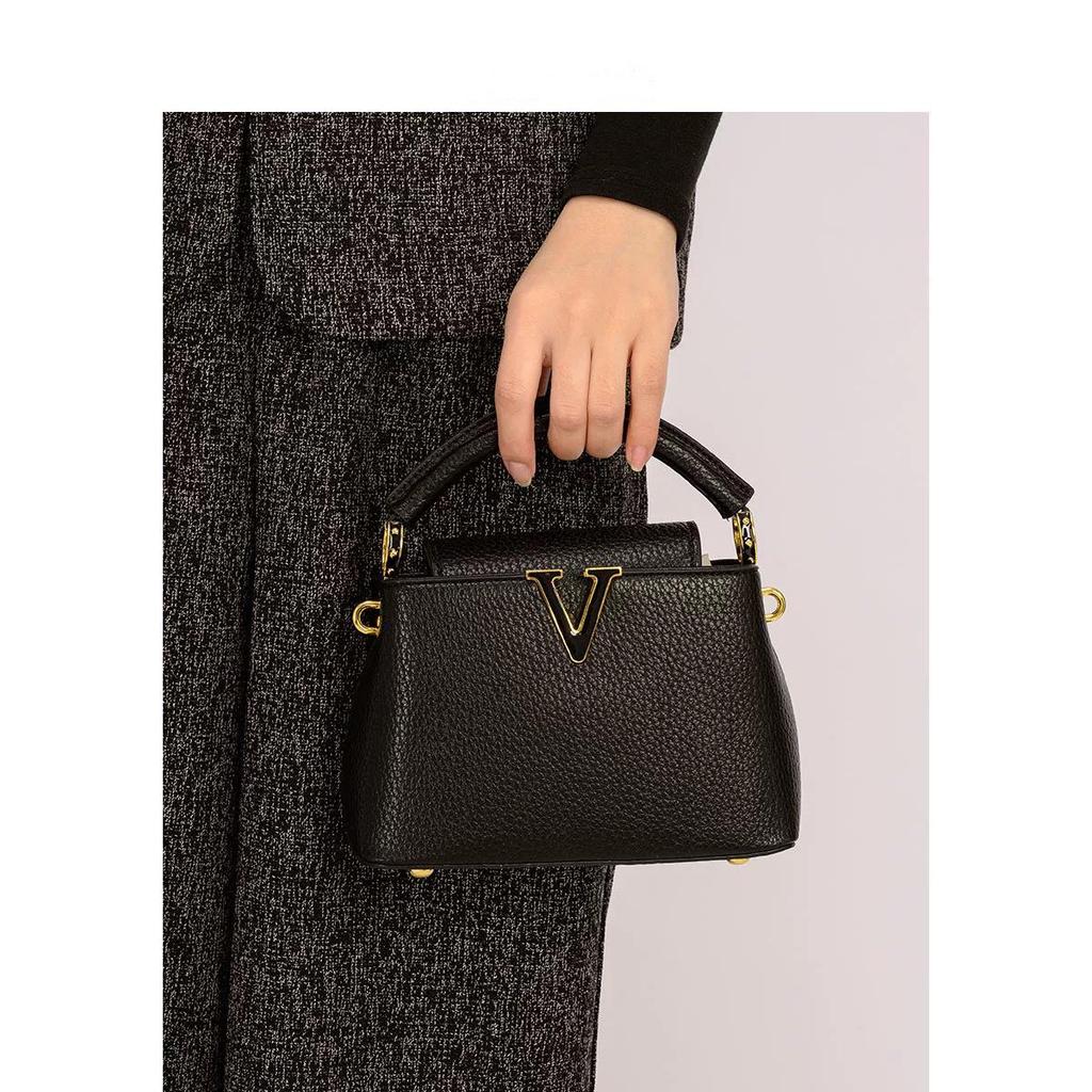 2025 Summer Women's High-End Lychee Grain Genuine Leather Crossbody Handbag