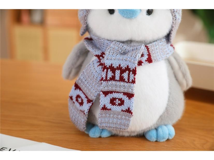 Japanese Penguin Plush Toy with Cute Christmas Scarf and Hat