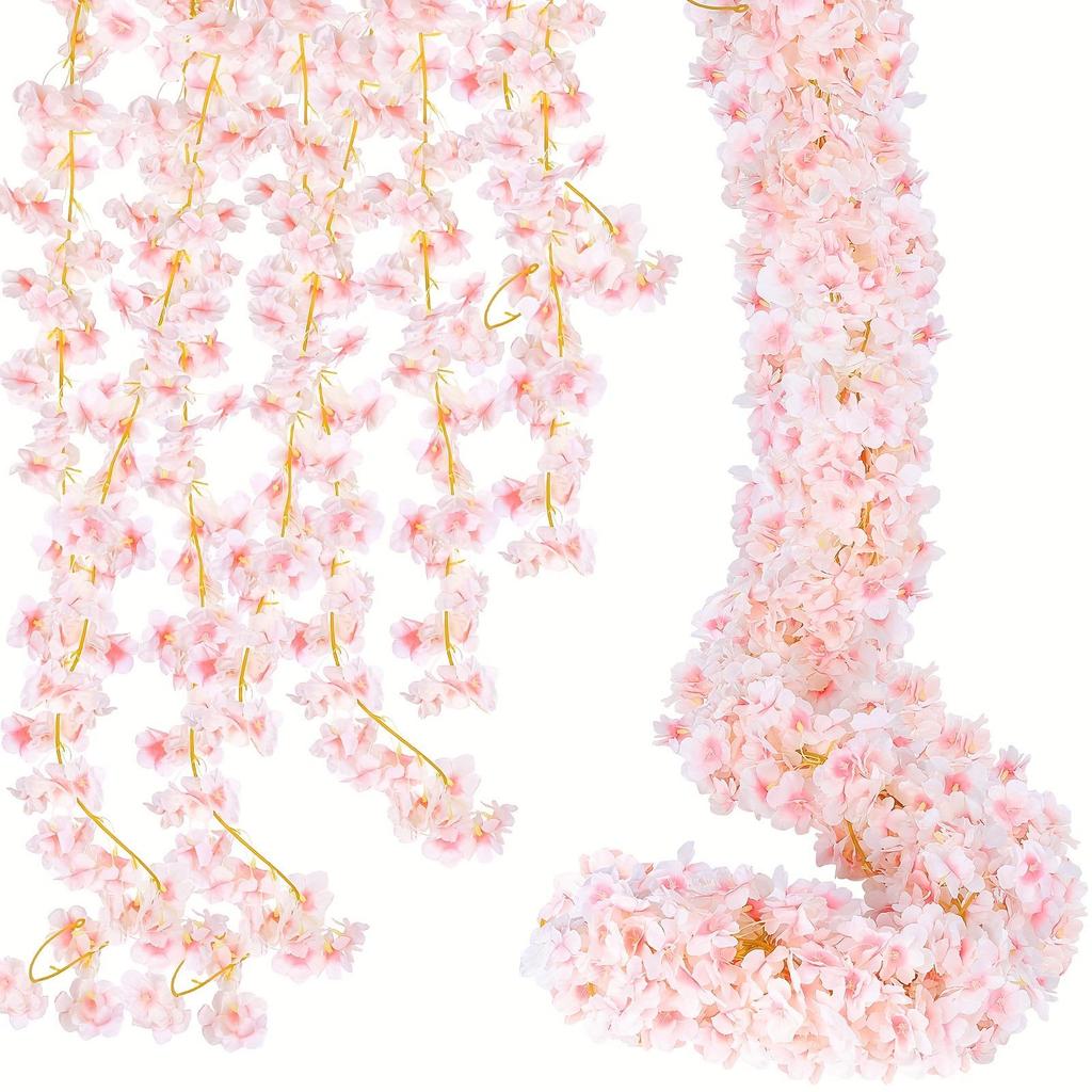 Artificial Cherry Blossom Vine for Home, Wedding, Ceiling, and Wall Decor