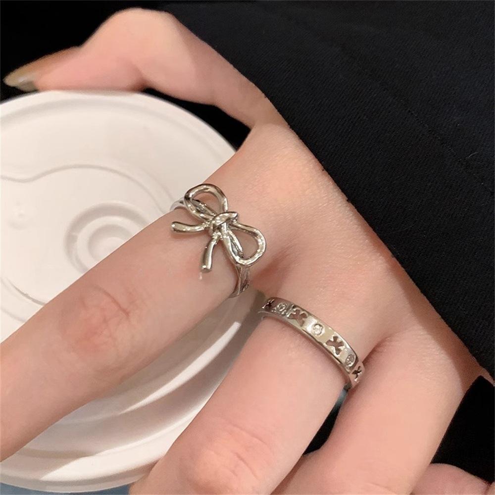 Irregular bow ring, cold wind open index finger ring, simple personality ins ring tide