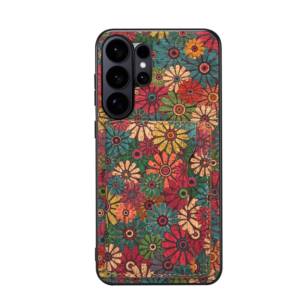Samsung S26 Ultra Floral Magnetic Leather Case with Card Slot - Fits S23, S24 FE, S25