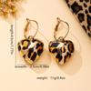 A Pair of Women's Earrings with 3D Heart-Shaped Leopard Print Pendants, Suitable for Everyday and Autumn/Winter Wear