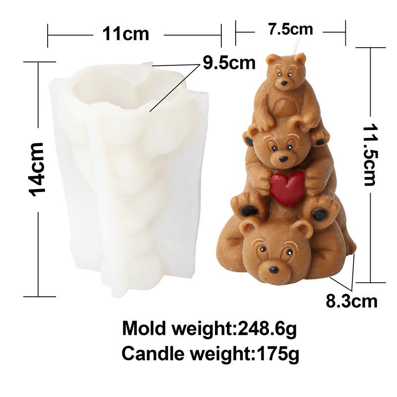 3D Cute Stacked monkey candle silicone mold lovely animalcake chocolate silicone mold rabbit tortoise bear resin silicone mold