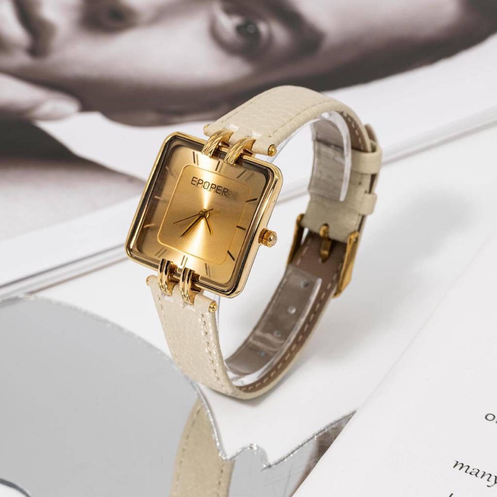 Damski walentynkowy zegarek kwarcowy z dużą tarczą, retro kwadratowy, wodoodporny