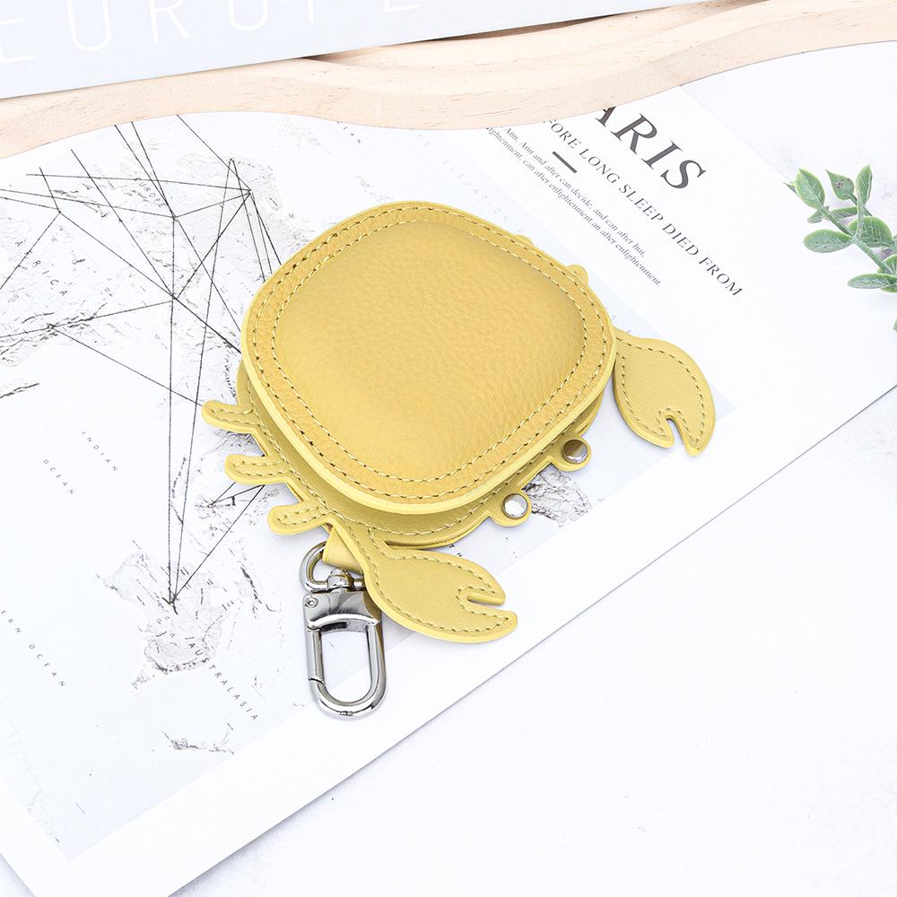 First Layer Cowhide Crab Pendant Keychain & Leather Coin Purse