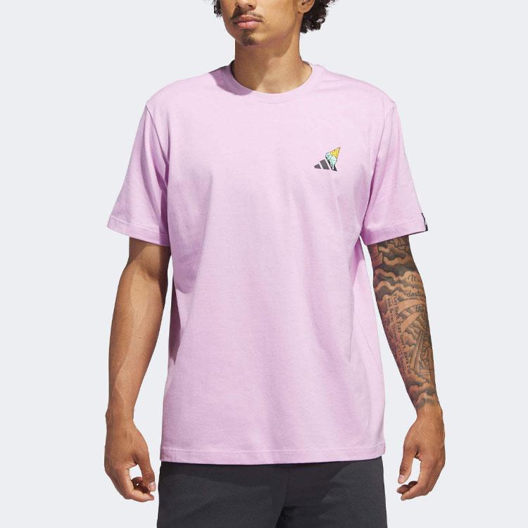 Adidas Ice Cream Hoops Cartoon Logo Short Sleeve T-Shirt Men Tops Pink IN7443