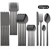 24Pcs Western Black Dinnerware Set Knife Fork Coffee Spoon Cutlery Set Stainless Steel Flatware Kitchen Silverware Tableware