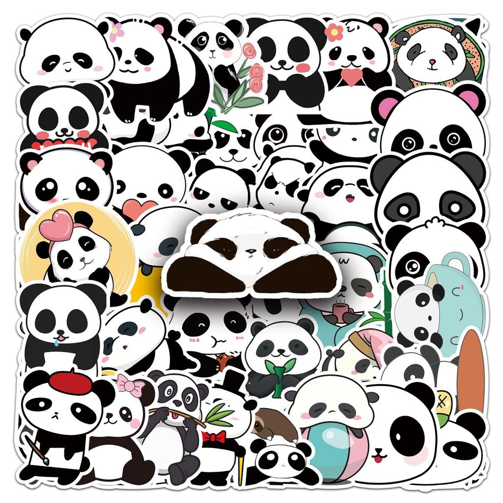 50 Panda Stickers - Trendy Graffiti for Laptops, Suitcases, Cars, and More