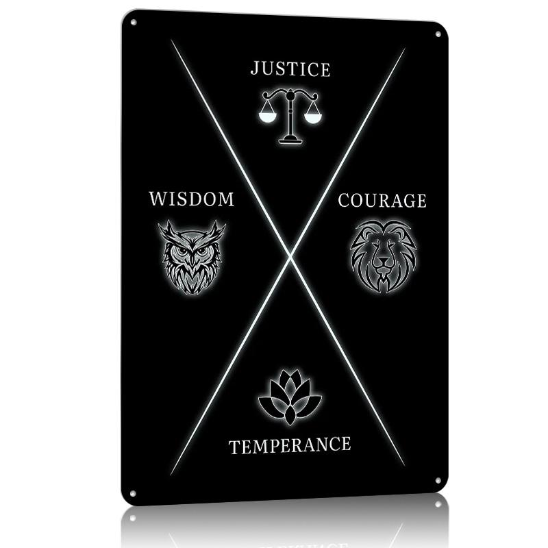 Металлический постер Стоические добродетели Жестяная табличка Настенное искусство Вещи для дизайна комнаты Настраиваемые металлические таблички для украшения дома Барные аксессуары 20x30cm（7.8x11.8inch）