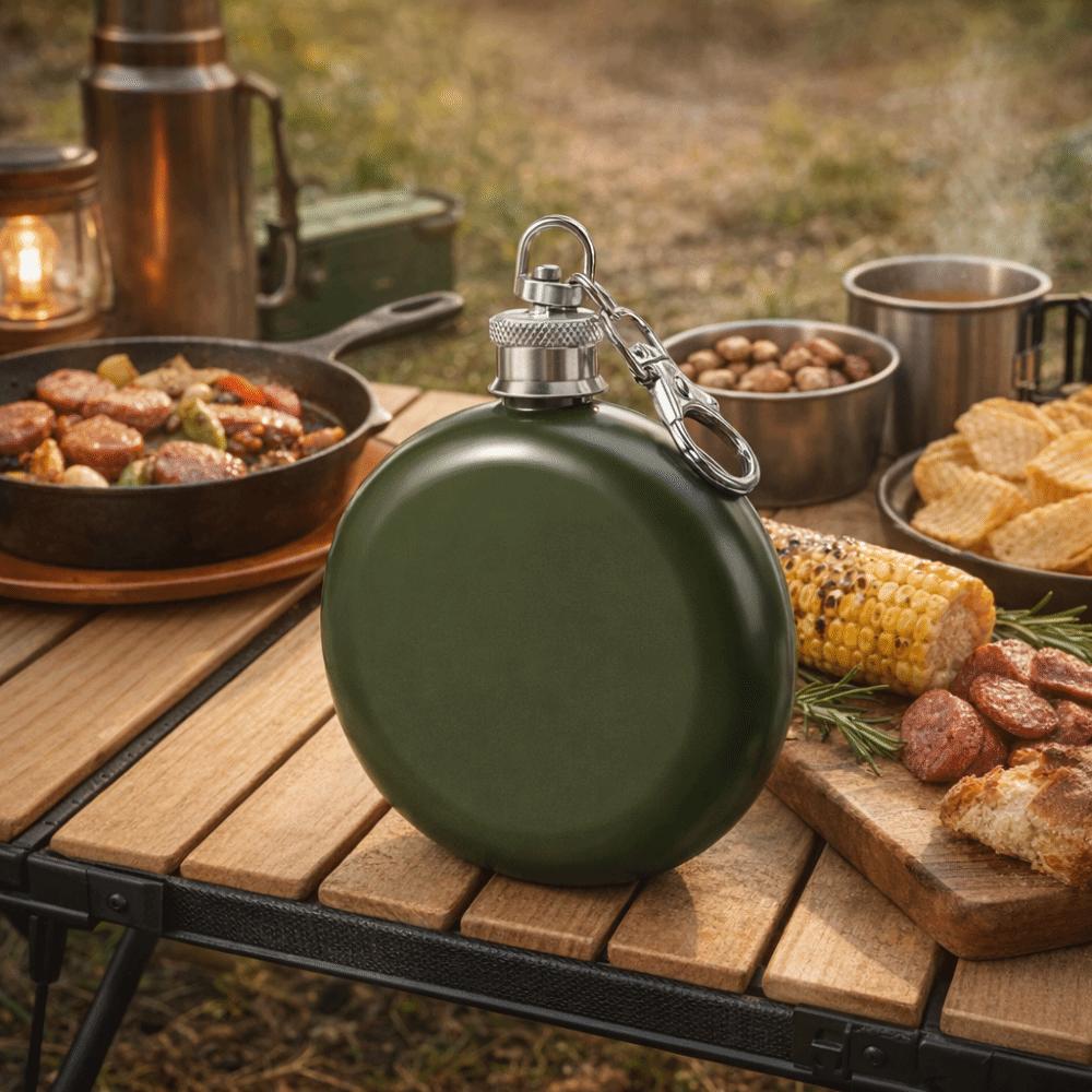 Stainless Steel Stainless Steel Hip Flask Screw Cap Camping Trips Pocket Flagon Round Shape Whiskey Bottle Outdoor Activities