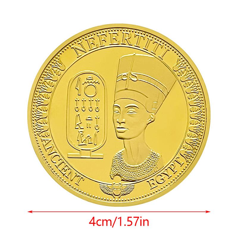 Egypt Dronning Nefertiti Pyramide Guldbelagt Souvenir Mønt 40Mm Mindemønt Replika Samling Gave
