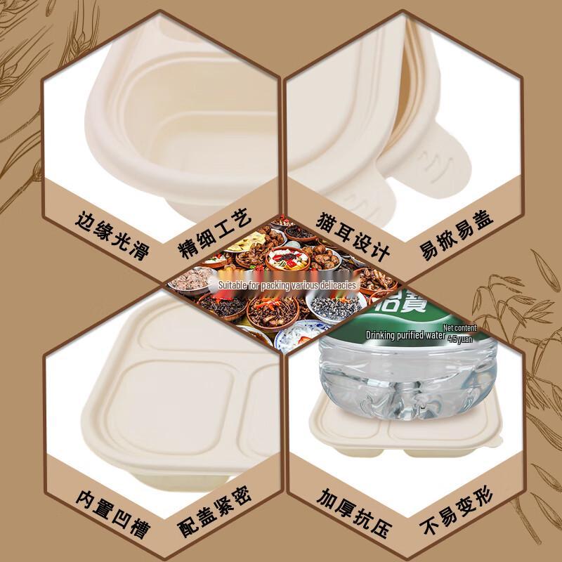 Jiwanggu Disposable 4-Compartment Biodegradable Meal Box