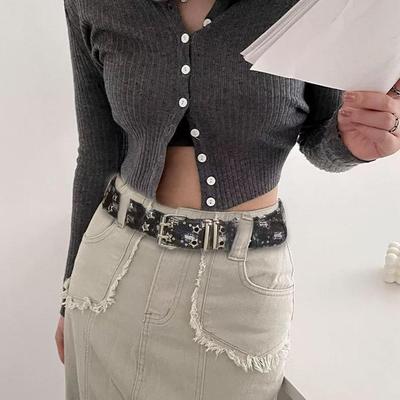 Women's Punk Belt Harajuku Y2K Gothic Belt with Star Eyelet Hollowed Pin Buckle Waistband for Jeans Fashion Accessories