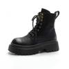 Comemore Ankle Boots for Women Leather Autumn Ladies Shoes Thick Heel Platform Motorcycle Boots British Work Short Botas