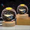 8cm Crystal Ball Night Light Galaxy 3D Laser Engraved Ornament Wooden Galaxy Night Lamp