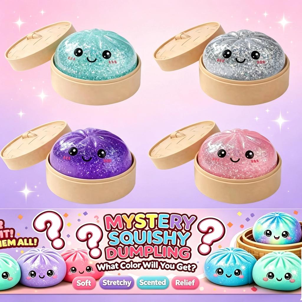 Soft Giant Dumpling Squishy Bun Toy: Transparent Glitter Squeeze Toy, Asmr Stress Relief Ball Slow Rebound, Sensory Fidget Toys