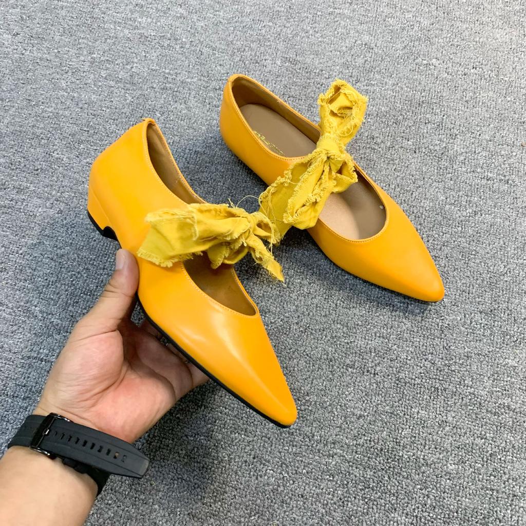 Spot second hair! French temperament Mary Jane shoes retro literary polish pointed head strap bow light mouth single shoes